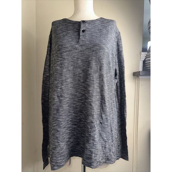 Theory Long Sleeve Anemone Henley Shirt Size Large Heather Space Dye Grey Sz XL - Picture 1 of 8
